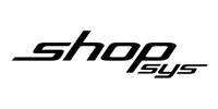 Černé logo ShopSys na bílém podkladu