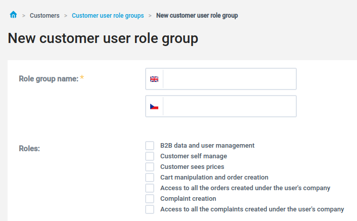 Edit of the customer user with new roles field