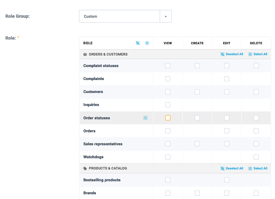 New granular permission setting for the administrator
